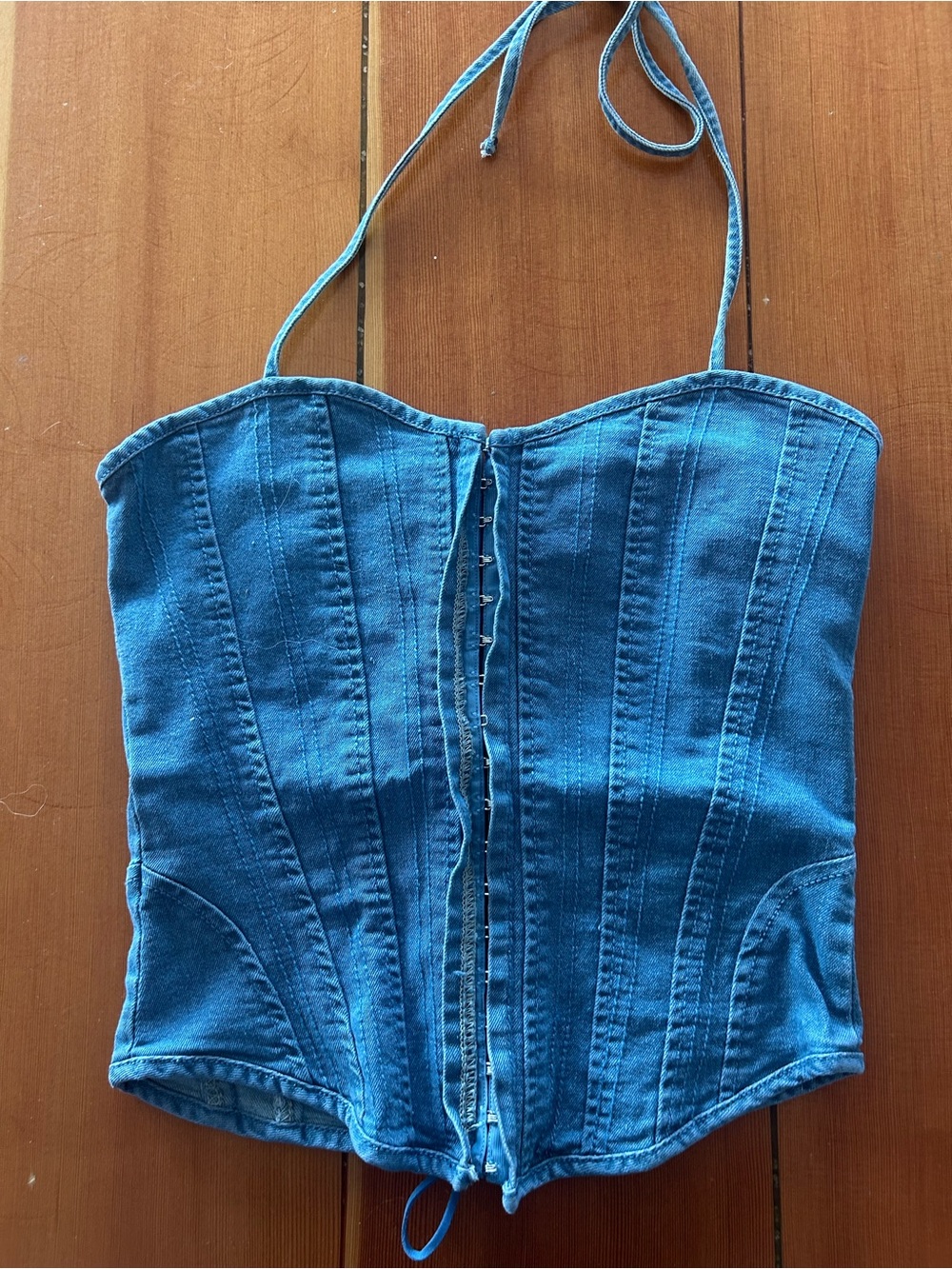 Denim Blue Halter top Sleeveless Corset Style